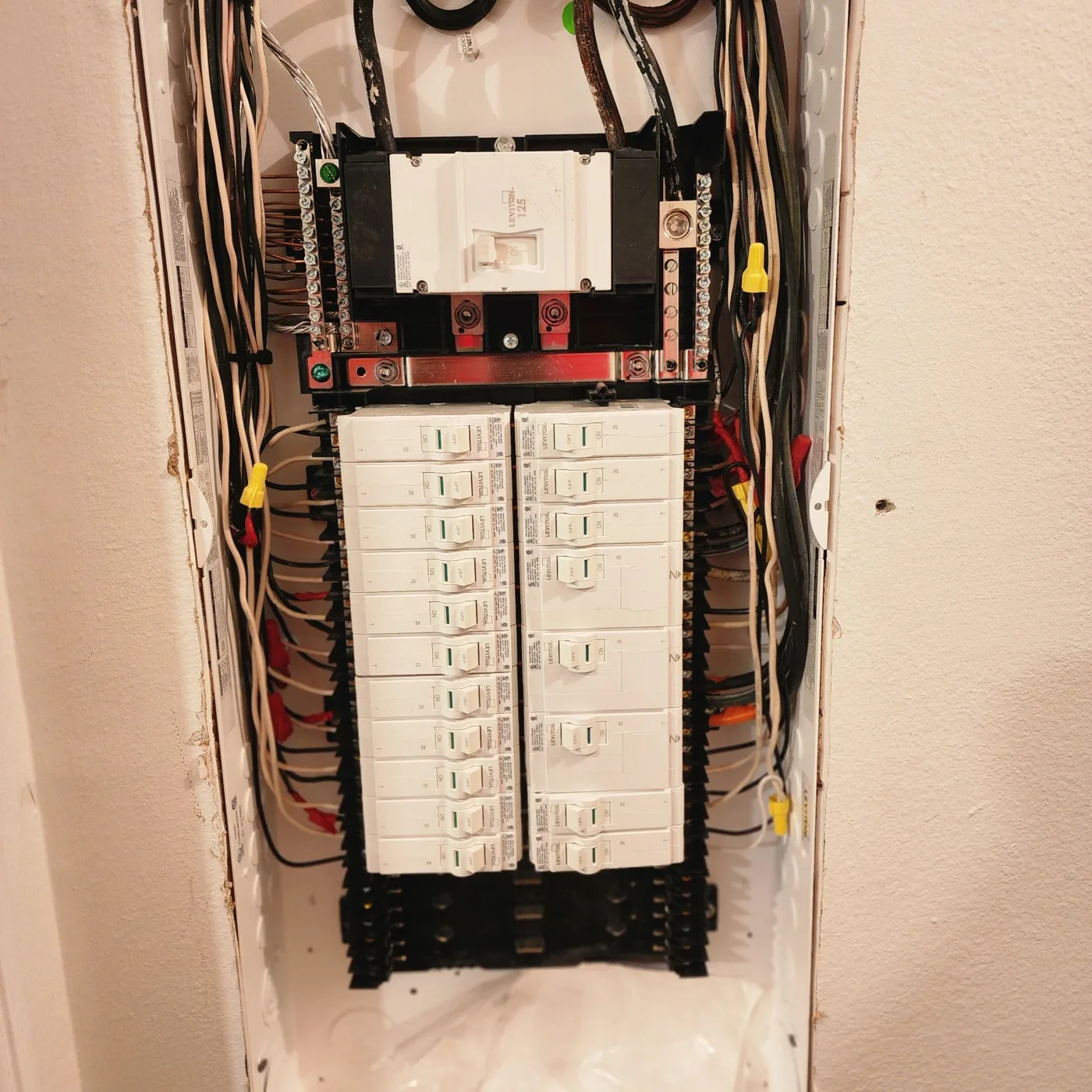 Interior of a new residential electrical panel